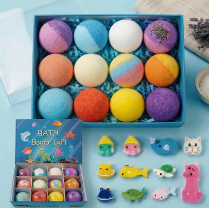 Phenika™ Kids Bath Bombs with Hidden Surprise Toys – 12 Pack Fun Set