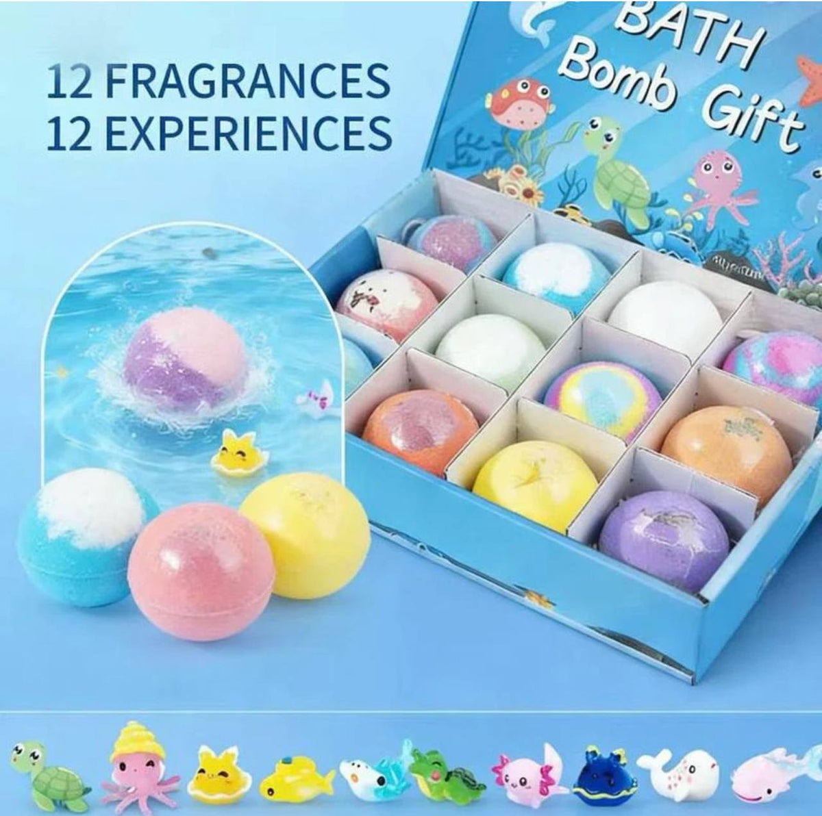 Phenika™ Kids Bath Bombs with Hidden Surprise Toys – 12 Pack Fun Set