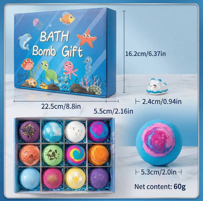 Phenika™ Kids Bath Bombs with Hidden Surprise Toys – 12 Pack Fun Set