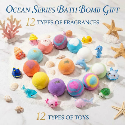 Phenika™ Kids Bath Bombs with Hidden Surprise Toys – 12 Pack Fun Set