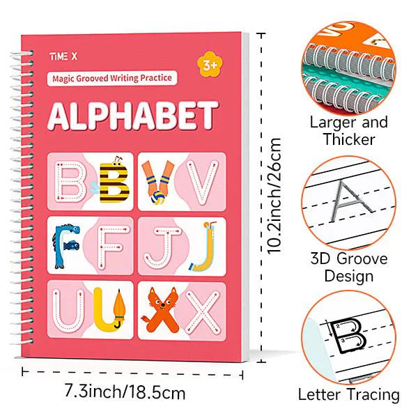 Phenika™ 6 Reusable Grooved Handwriting Workbook for Kids